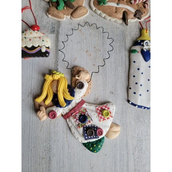 Vintage gingerbread cake Angel Baby Bottle teddy bear ornament unique set Xmas - Picture 2 of 8